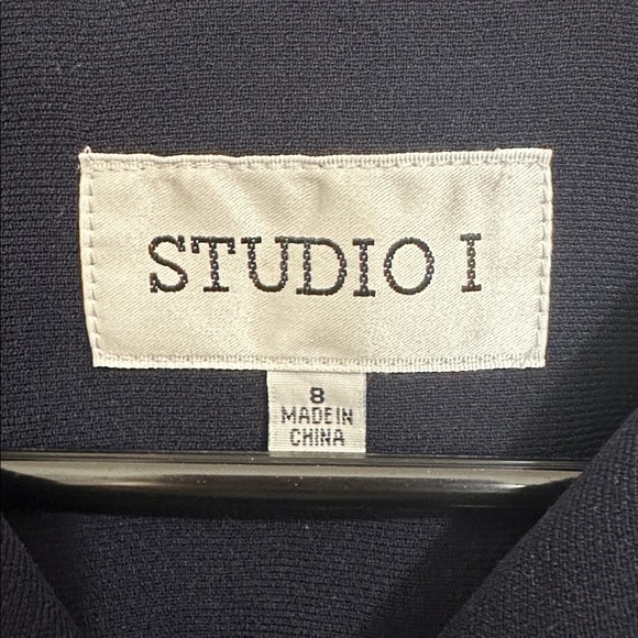 Y2K Navy:Dark Blue Button-Down Shirt with White Trim Size 8 - Picture 3 of 7